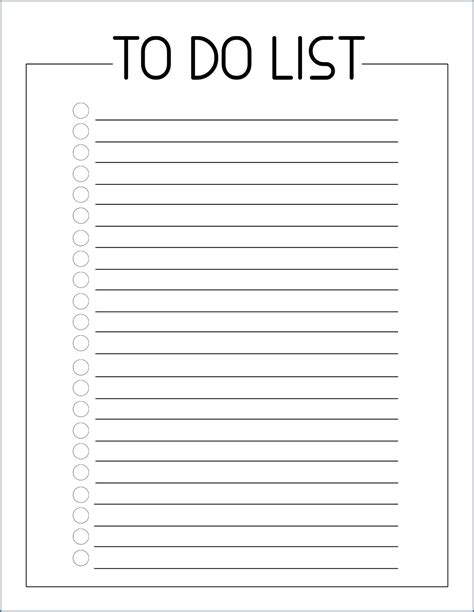 collection printable   list blank