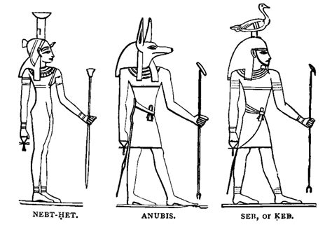 ancient egyptian art drawings   gods nebt het anubis  seb