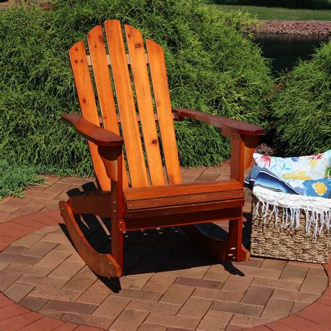 sunnydaze wood adirondack rocking chair outdoor patio rocker brown walmartcom