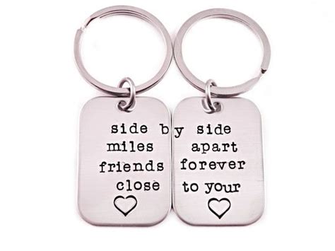 friends  key chain set hand stamped stainless steel