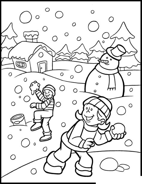 winter season nature  printable coloring pages