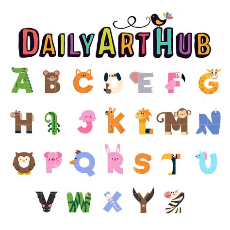 cute animal alphabet clip art set daily art hub  clip art everyday