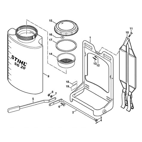 stihl sg  sprayer sg parts diagram support frame