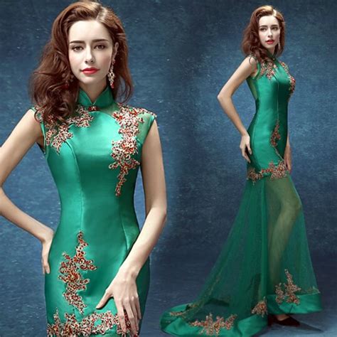 buy green lace chinese traditional dress plus size