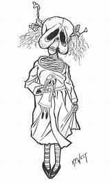 Coloring Creepy Zombie Horror Adult Pages Doll Drawings Drawing Dolls Monster Halloween Cartoon Adults Sheets Colouring Monsters Clown Outline Voodoo sketch template