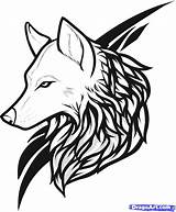 Wolf Tattoo Tribal Drawing Stencil Drawings Face Paper Simple Cool Draw Tattoos Line Designs Head Easy Silhouette Animals Coloring Kids sketch template