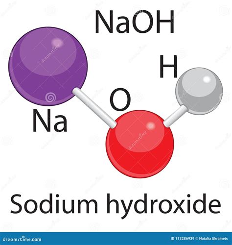 sodium hydroxide molecule stock vector illustration  structure