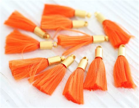 pc orange tassel mini tassels  gold cap tassel pendant earrings tassel bracelet tassel