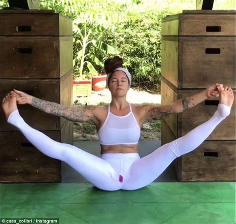 yogi films herself bleeding through her white pants