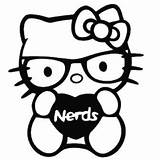 Kitty Hello Pages Nerd Coloring Stickers Drawing Face Emoji Decals Car Decal Window Nerds Svg Vinyl Sticker Truck Getcolorings Printable sketch template