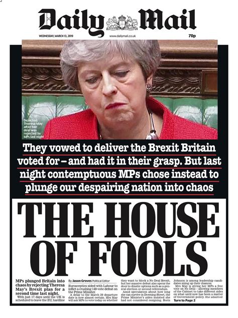 house of fools what the papers said about may s brexit defeat