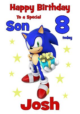 sonic  hedgehog personalised  birthday card   age