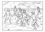 Playing Beach Colouring Soccer Coloring Pages Summer Drawing Kids Activity Sketches Village Sketch Colour Seaside Drawings Sports Seasons Easy sketch template