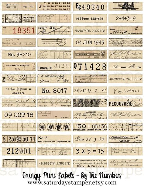 vintage number labels digital printable vintage ephemera labels