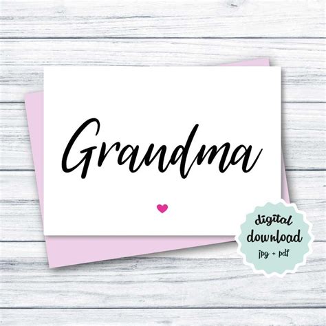 printable birthday card grandma digital  grandma  etsy