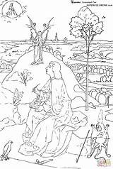 Bosch Patmos John Coloring Hieronymus St Pages Evangelist Color Printable Silhouettes Dot sketch template
