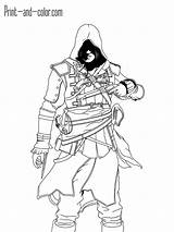 Creed Coloring Pages Assassin Color Print Odyssey Drawing Flag Edward Kenway Printable sketch template