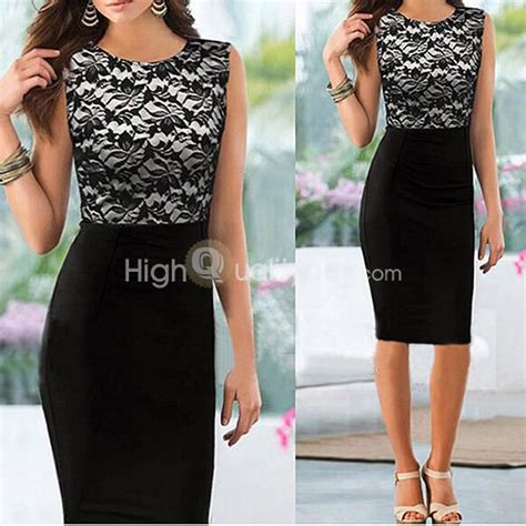 womens girls floral lace pattern sleeveless tunic bodycon