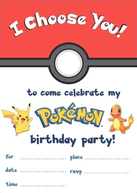 printable pokemon invitations pokemon birthday party pokemon