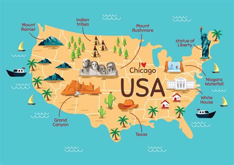 united states map  landmarks