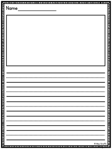 printable writing paper  picture box
