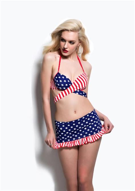 2015 new sexy american flag bikini push up swimsuit summer style women