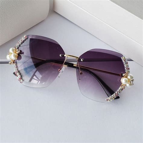 oversized rimless sunglasses women 2020 vintage luxury sun glasses
