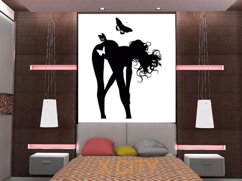 sexy hot girl butterfly hair spa beauty silhouette bedroom wall art