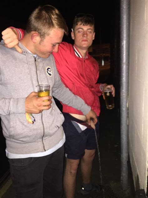 Gay and straight men pissing outdoors
