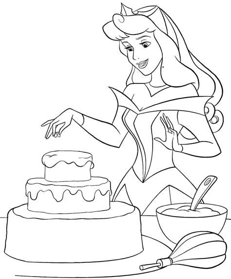 princess aurora cake coloring pages