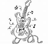 Coloring Guitar Electric Music Coloringcrew Print sketch template