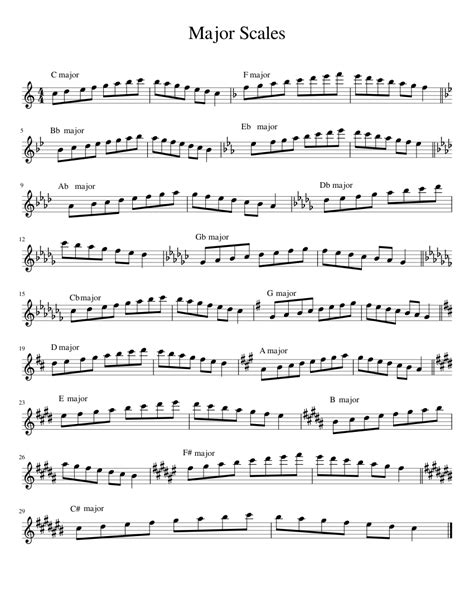 major scales  flute sheet   flute