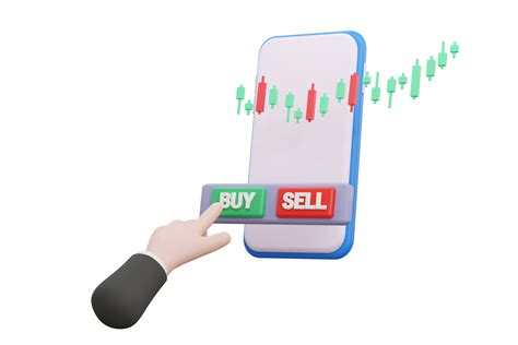 stock market business scene pushing green buy button  smartphone