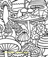 Mushroom Coloring Pages Cute Trippy Getcolorings Printable sketch template