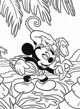 Mickey Safari Coloring Mouse Monkey Feeding Banana sketch template