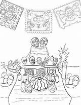 Ofrenda Coloring Mexican Printables Worksheets sketch template