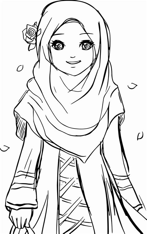 cartoon girl coloring pages fresh cool islamic muslim wears hijab girl