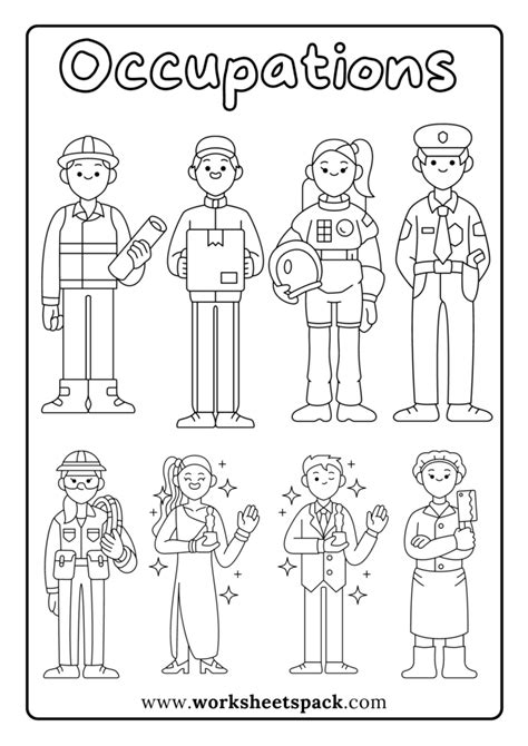 jobs  occupations coloring pages   worksheetspack
