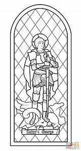 St George Stained Glass Dragon Saint Georges Coloring Pages Medieval Patterns Printable Crafts Book sketch template
