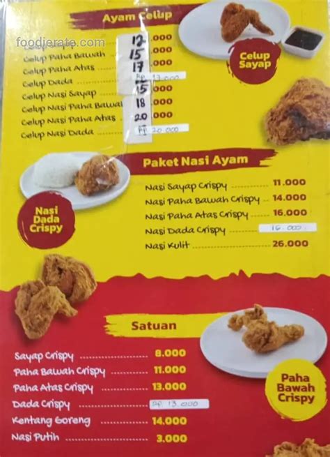 ayam goreng ternate gunung sahari daftar harga menu ayam goreng