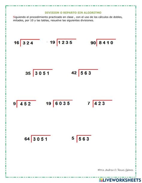 ejercicio de divisiones de    cifras worksheet  worksheets