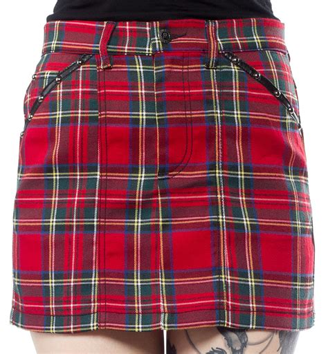 red tartan plaid 5 pocket mini skirt by sourpuss sz m and xl only