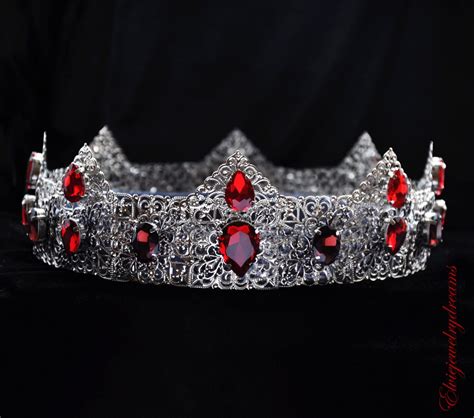 red crown red headpiece crystal crown red  elviejewelrydreams