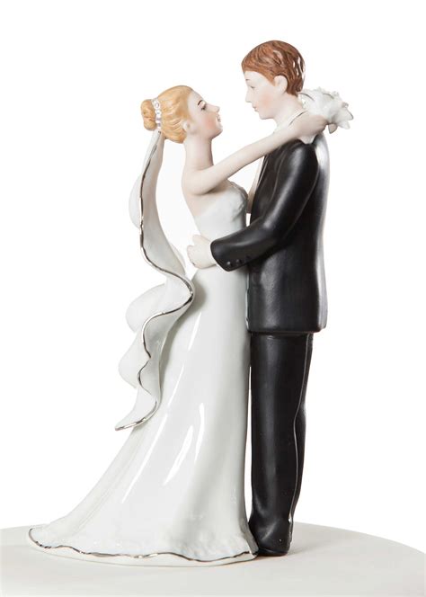 white and silver porcelain bride and groom wedding cake topper figurine wedding collectibles