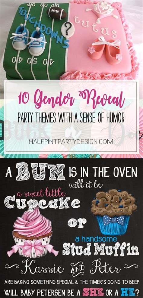 humorous gender reveal party ideas halfpint party design