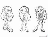 Pages Bratz Coloring Three Girls Doll Babyz Printable Kids sketch template