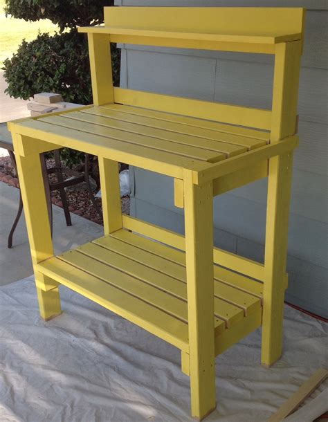 ana white daffodil yellow potting bench diy projects