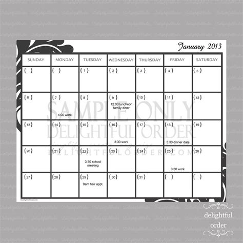 sample printable calendars   ms word excel editable monthly