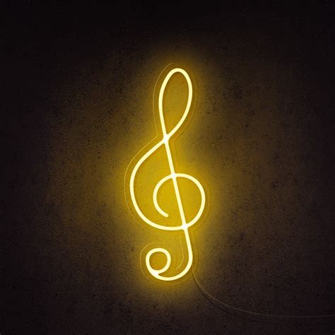 treble clef musical note neon sign neon aesthetic neon signs yellow