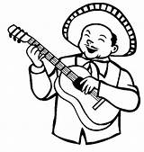 Coloring Mexican Cinco Mayo Guitar Pages Mariachi Player Drawing Getdrawings Band Print Outline Button Using sketch template